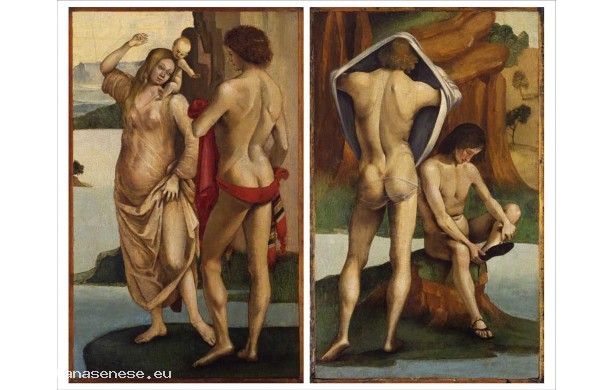 Donna con bambino e nudi virili