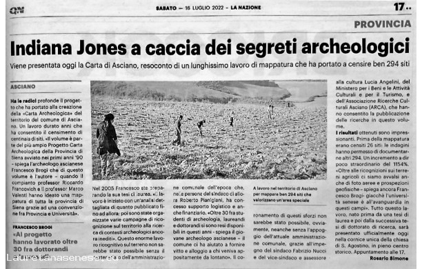 2022, Venerdì 16 Luglio - Articolo di Rosario Simone sulla Carta Archeologica